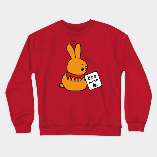 Funny Bunny Rabbit says Bee Mine this Valentines Day Crewneck Sweatshirt by ellenhenryart